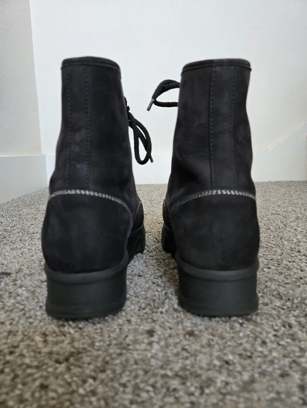 iRi NYC Arom Nubuck Leather Lace-Up Boot in Black Women's EU 37 US 7